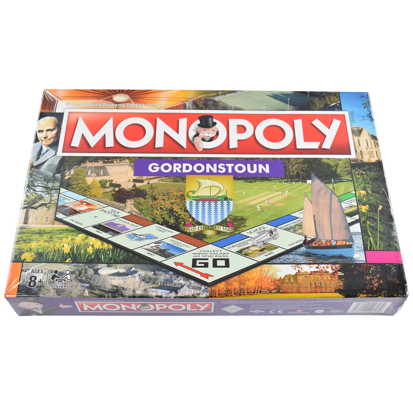 Monopoly board game box with 'Gordonstoun' edition