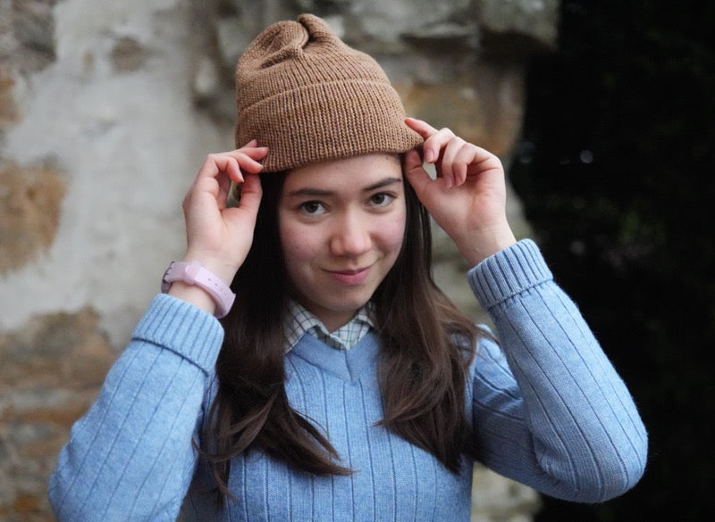 Brown/Pink Merino Hat